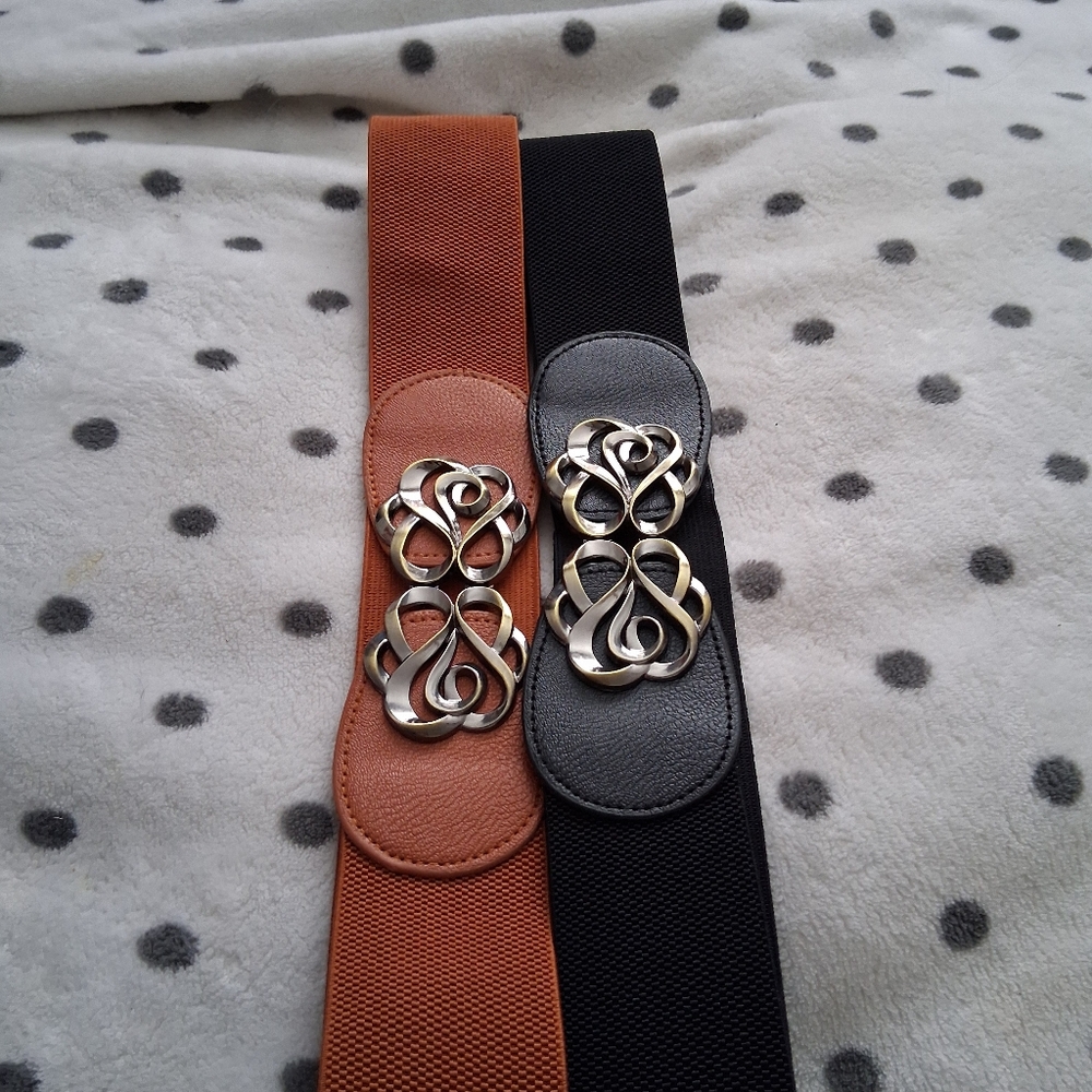 Elegant Black and Tan Belt Set